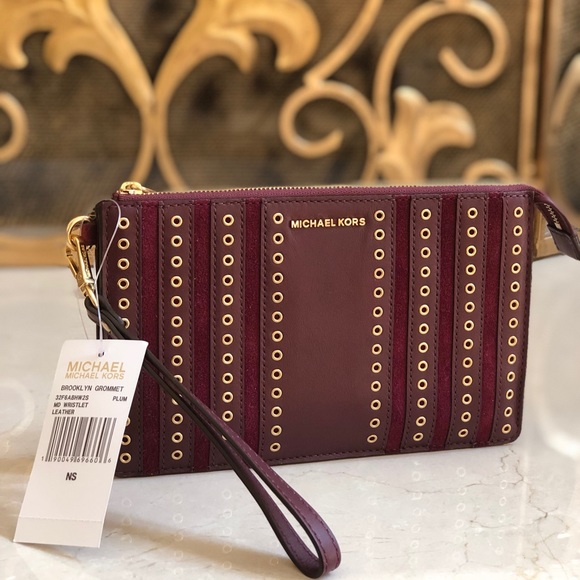NWT Michael Kors studded grommet wristlet suede - Picture 1 of 5